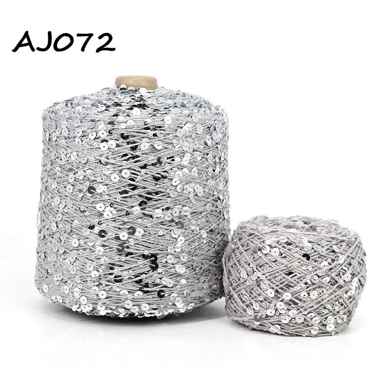 Cooamuu-Hilo de lentejuelas de algodón de lujo, hilo para tejer a mano, 500G/bobina, 3MM + 6MM, accesorios de lentejuelas