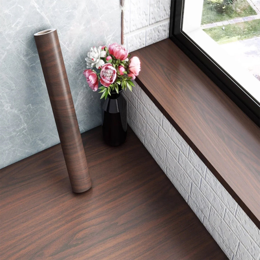 Rollo de papel tapiz adhesivo con 5 metros, pegatina impermeable de grano de madera, armario, puerta de escritorio, pegatinas de renovación de muebles