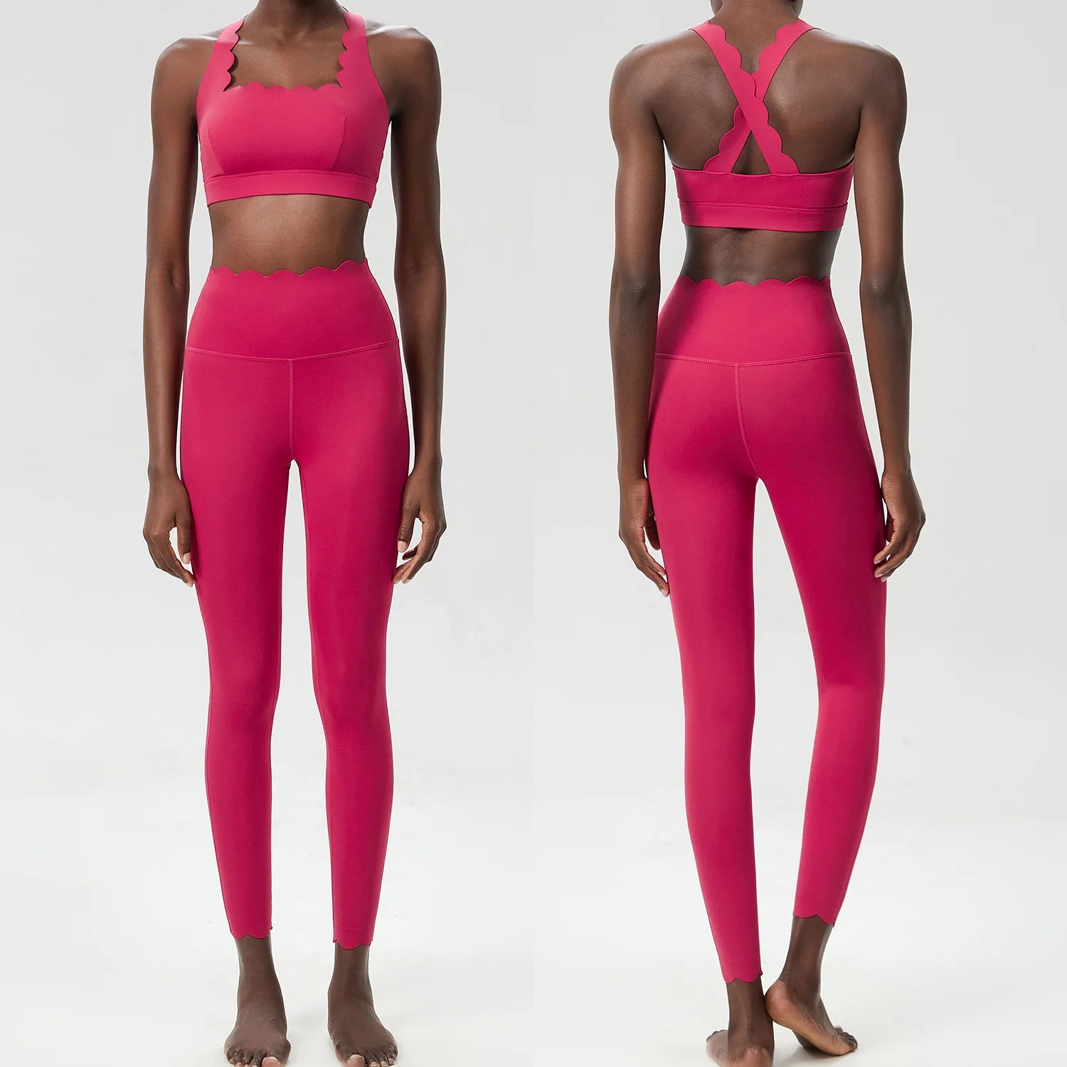 Traje de gimnasio de Color sólido para mujer, conjunto de dos piezas para Fitness y Yoga, ropa deportiva ajustada para correr, ropa de entrenamiento transpirable