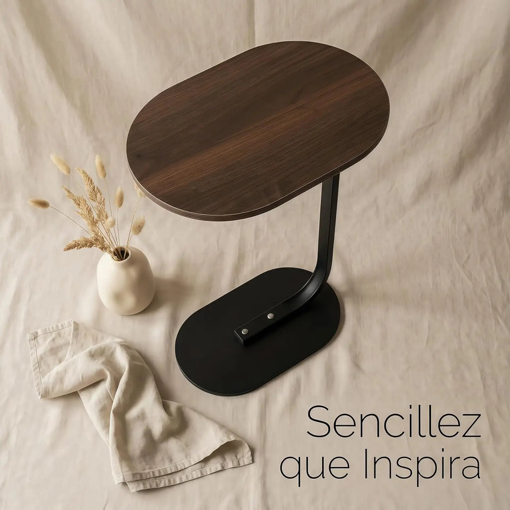 Cómoda Ovalada de Metal Marrón Retro para Sala o Dormitorio, 40x28x60 cm