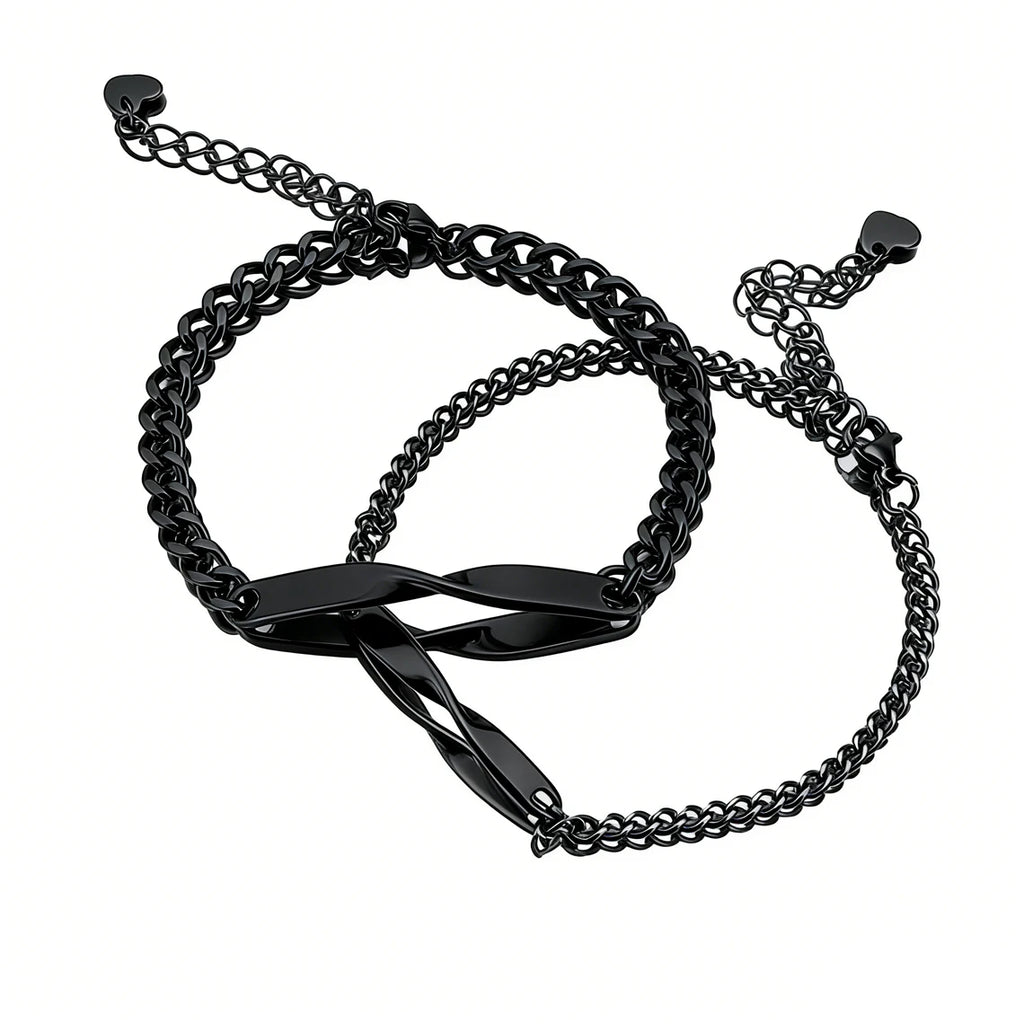 Pulsera Mobius Personalizada con Nombre Grabado para Hombre y Mujer, Pulsera de Acero Inoxidable con Nombre y Fecha Personalizados, Joyería DIY para Parejas, Regalo