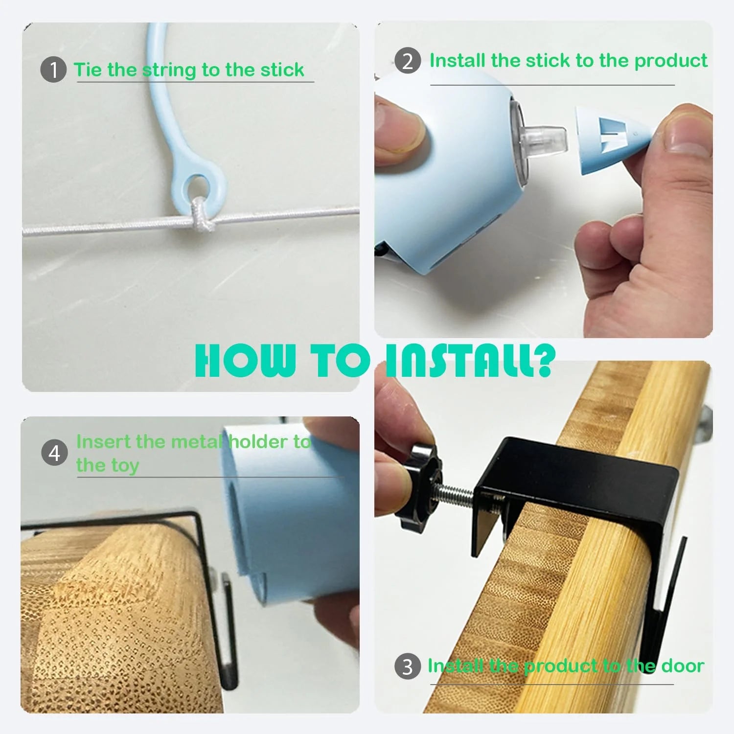 Juguetes para gatos, juguetes interactivos de plumas para interiores, cuerda retráctil automática recargable para colgar en la puerta para gatos