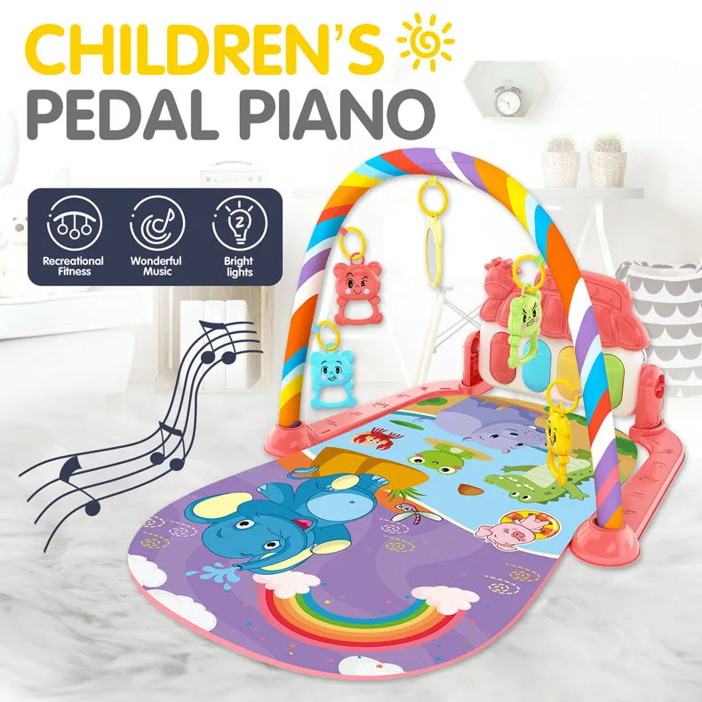 Alfombra de gimnasio para actividades musicales para bebé, alfombra para recién nacido, Pedal, teclado de Piano, estante de Fitness infantil, tapete para gatear, juguetes de regalo