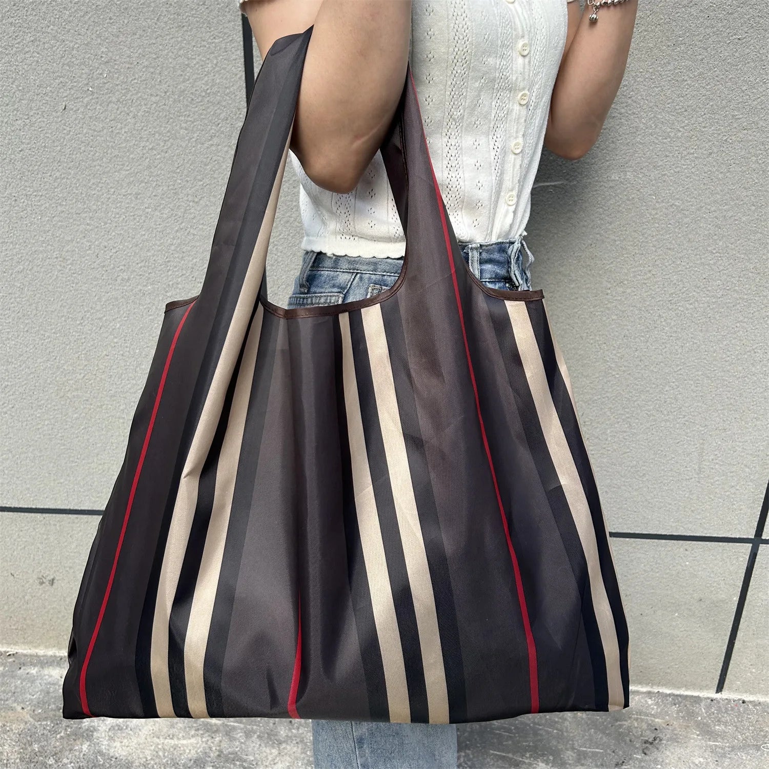 Bolsa de compras plegable de gran capacidad, bolsa de tela Oxford ecológica, impermeable, para viaje, bolso de hombro, reutilizable
