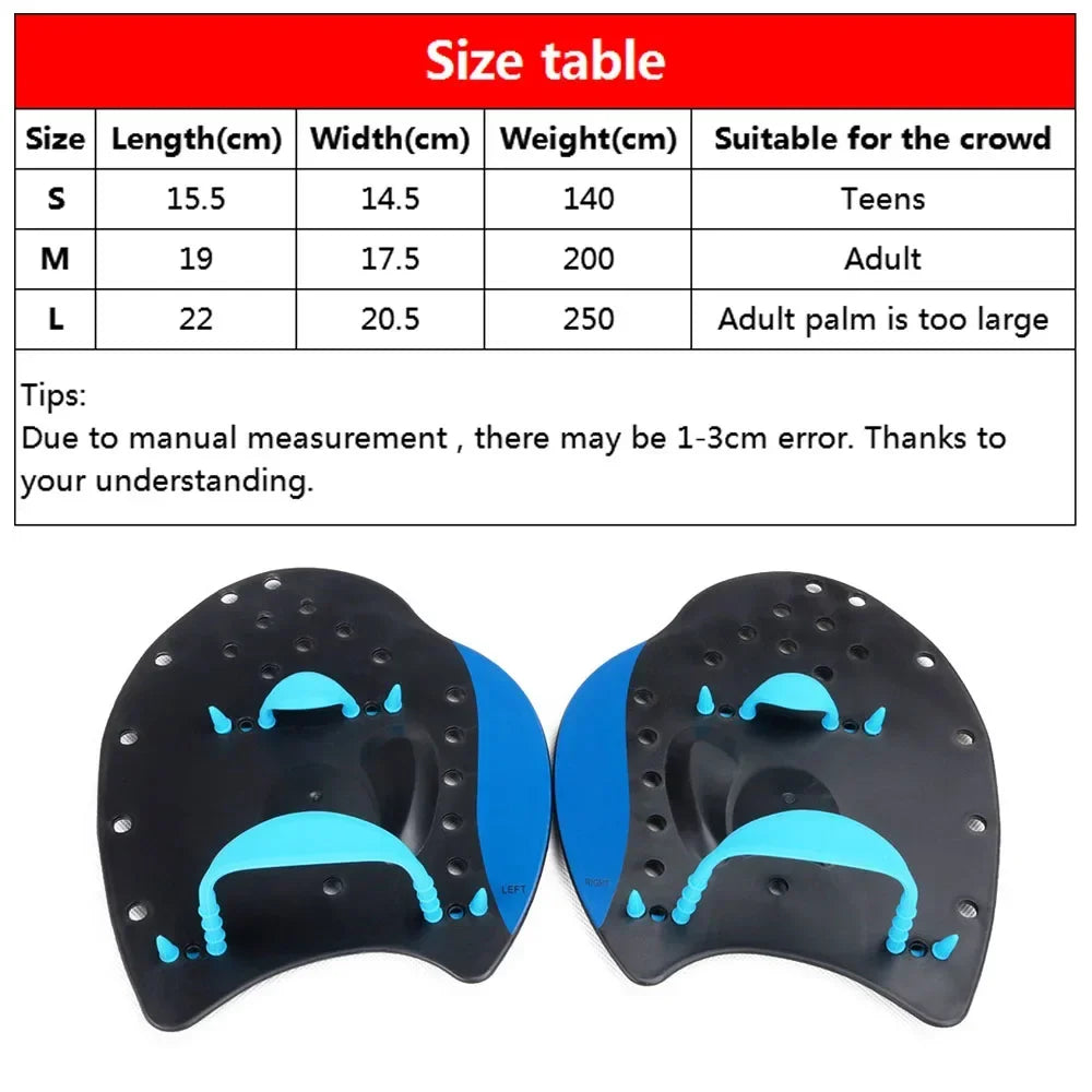 Paletas de natación profesionales, herramientas de corrección para práctica de natación, guantes palmeados de mano de silicona ajustables duraderos para adultos y niños