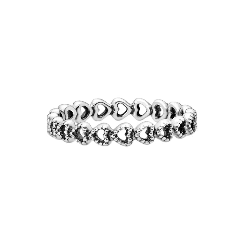 Anillo de Plata 925 con Corona y Corazón de Circonio Dorado para Mujer, Joyería Europea de Moda para Bodas y Fiestas, Regalo DIY