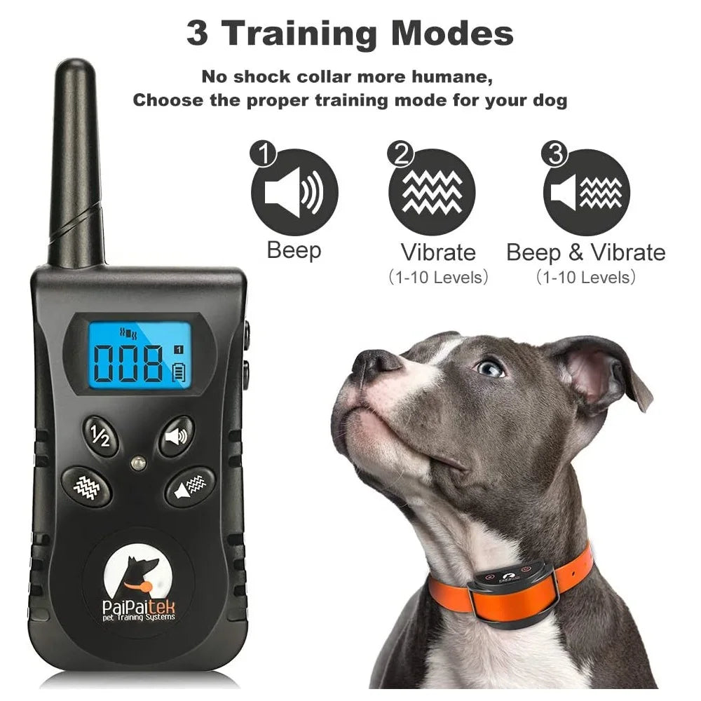 PaiPaitek Collar de adiestramiento para perros sin choque con control remoto, alcance de 1600 pies, collar vibratorio más ligero para perros pequeños, resistente al agua de 5-15 libras