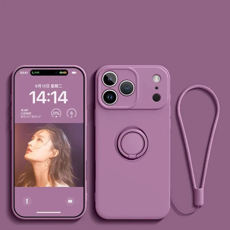 Funda Magnética con Anillo de Silicona Líquida para iPhone 17 Air 16E 15 14 13 12 11 Pro Max Plus, Antigolpes, Protectora y Suave