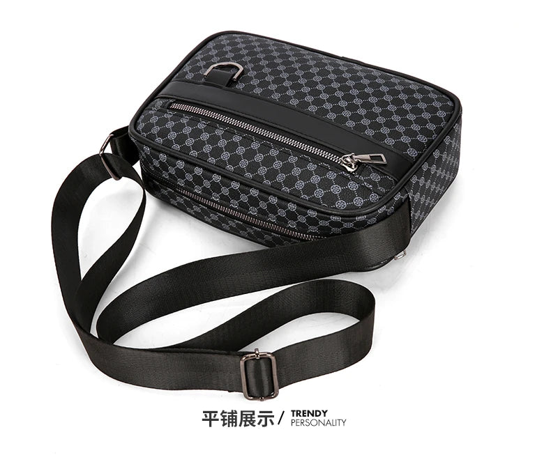 Bolso de hombro con estampado de moda para hombre, bandolera de mensajero de piel sintética, bolso de estilo Vintage para hombre, bolso de hombro, regalo para hombre