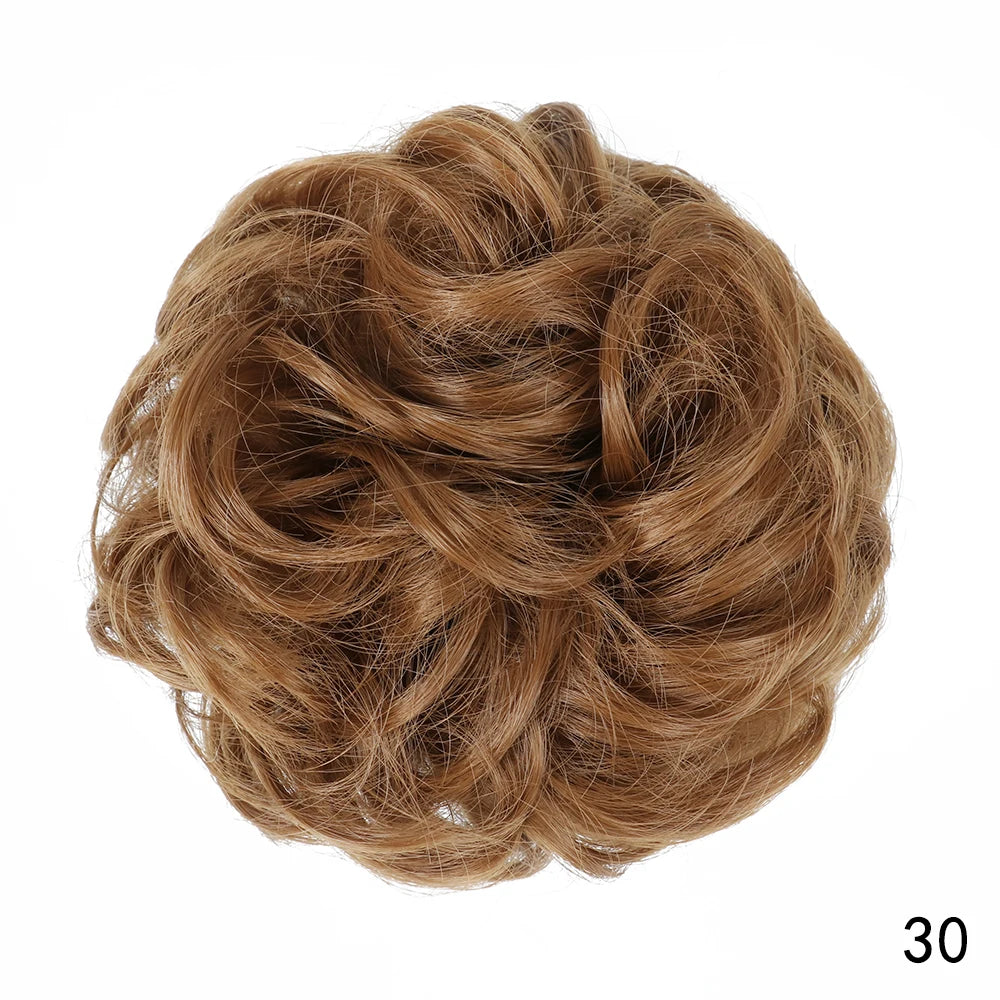 AZQUEEN moño de pelo sintético moño Natural gris desordenado banda para el cabello rizado elástico Scrunchy piezas de cabello falso para mujeres horquillas
