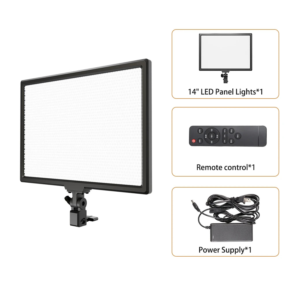 Panel de luz LED potente SH 45W, pantalla LCD de tres colores, lámpara de atenuación continua 1-100% para estudio fotográfico, grabación de vídeo profesional