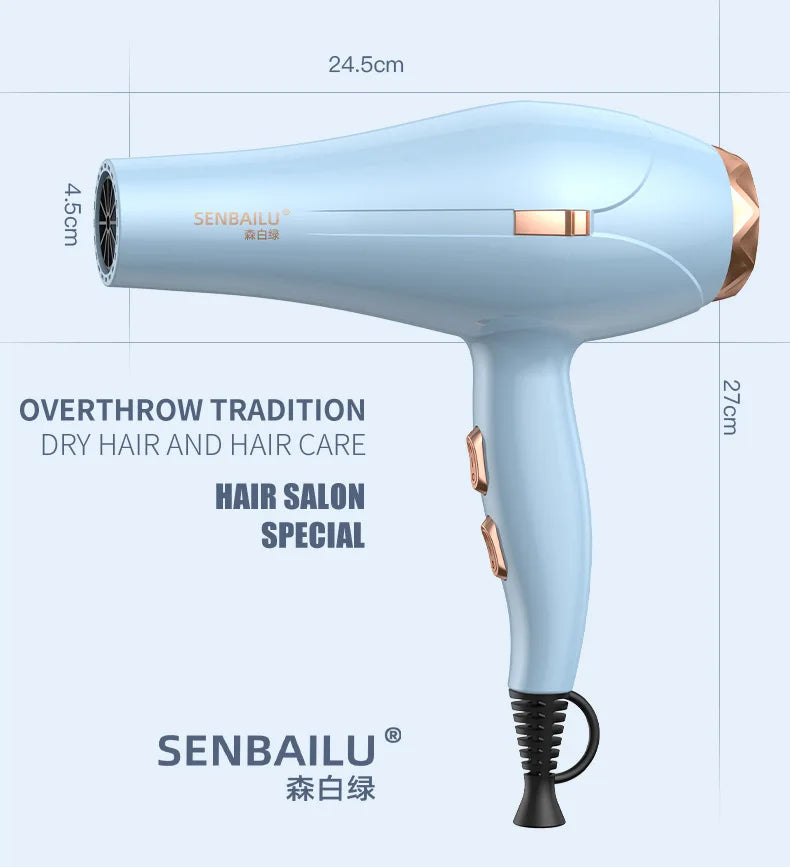 Secador de Pelo de Secado Rápido en 11 Segundos con Núcleo de Cobre Puro, Cuidado del Cabello con Iones Negativos y Luz Azul de Alta Velocidad, Secador de Pelo Profesional para el Hogar