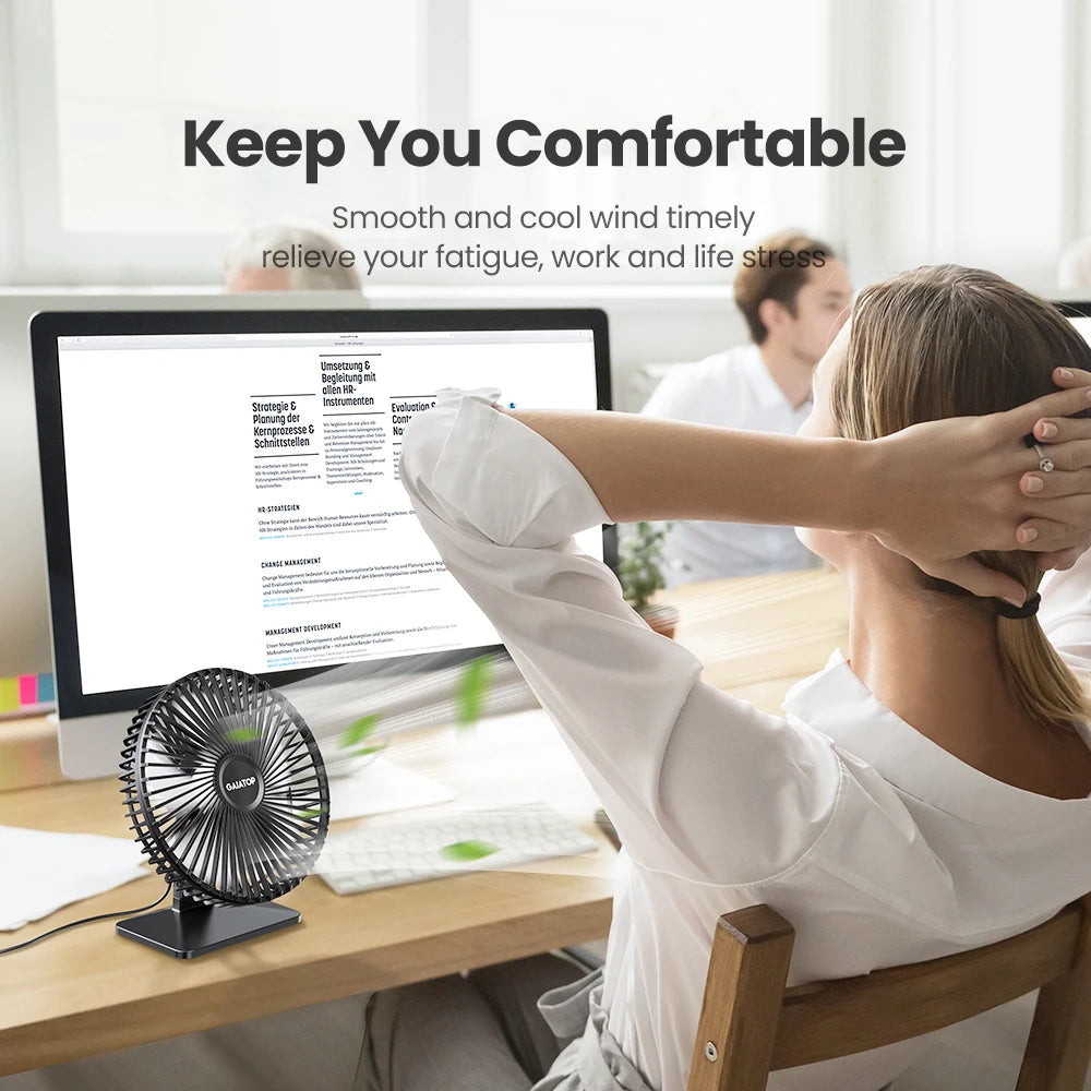 GAIATOP Ventilador de escritorio Ventilador USB portátil 90 °   Ventilador de refrigeración ajustable silencioso ajuste de 3 velocidades ultra silencioso adecuado para el hogar escritorio Oficina