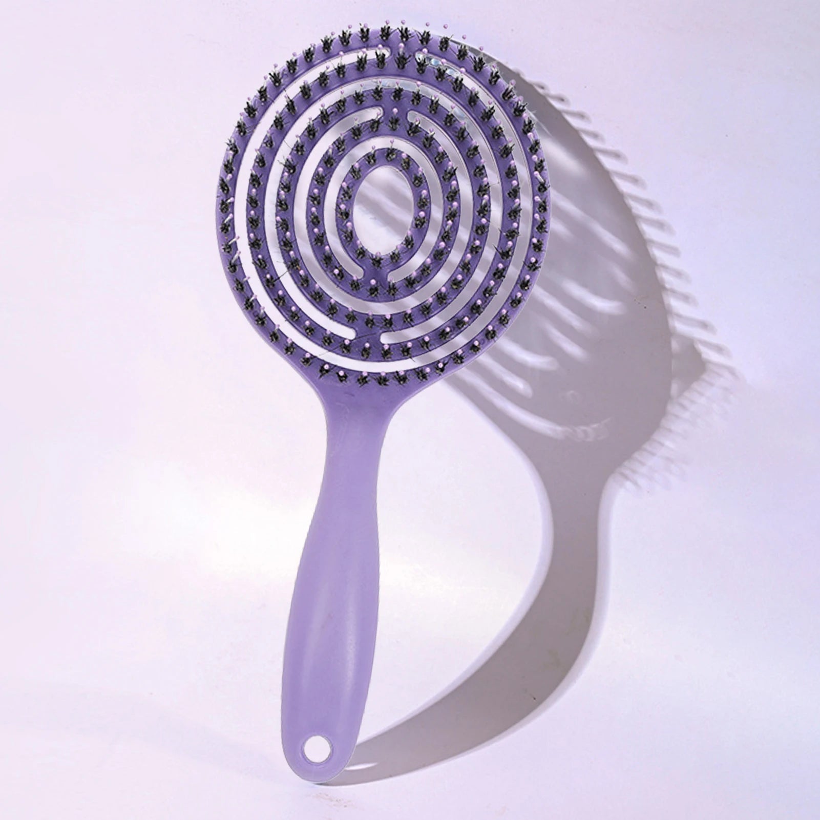 Cepillo de pelo de cerdas naturales de jabalí para desenredar y peinar, herramientas para mujeres con cabello largo, masaje del cuero cabelludo, color marrón, mango ergonómico ligero