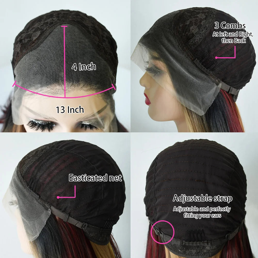 Resaltar Rubio degradado cuerpo onda peluca con malla Frontal con flequillo 13x4 HD peluca Frontal de encaje para mujeres sintético de alta calidad uso diario