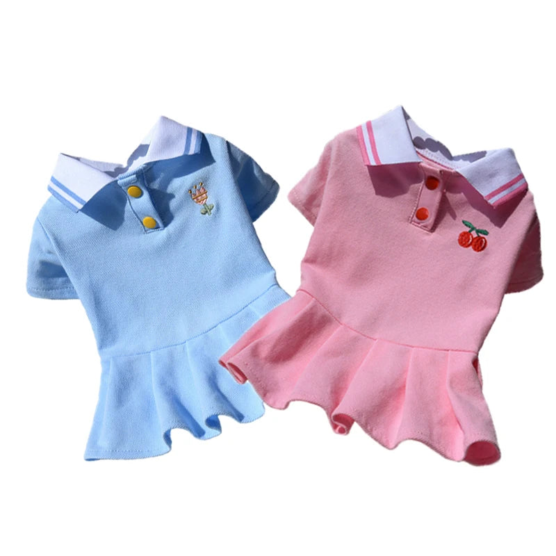 Lindos vestidos polo para perros pequeños y niñas, falda para cachorros con dobladillo plisado, disfraz de verano, ropa para perros de primavera y verano, ropa para mascotas