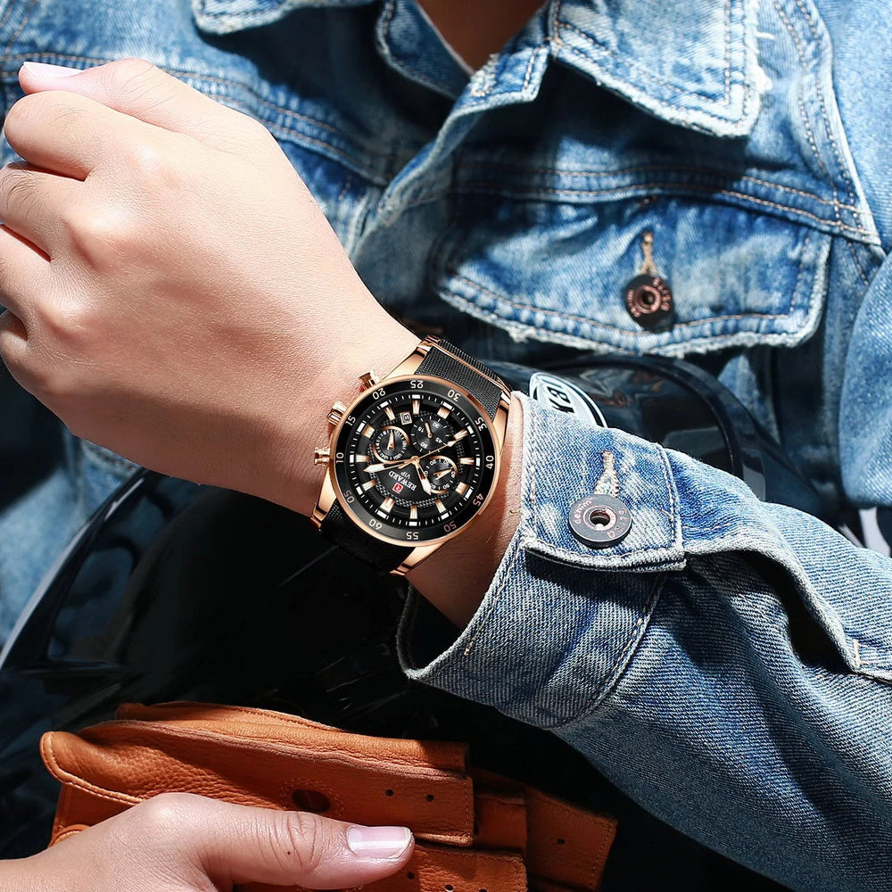 REWARD Relojes para hombre con esfera grande, marca de lujo, reloj deportivo resistente al agua, cronógrafo para hombre, reloj de cuarzo, relojes de pulsera con fecha automática
