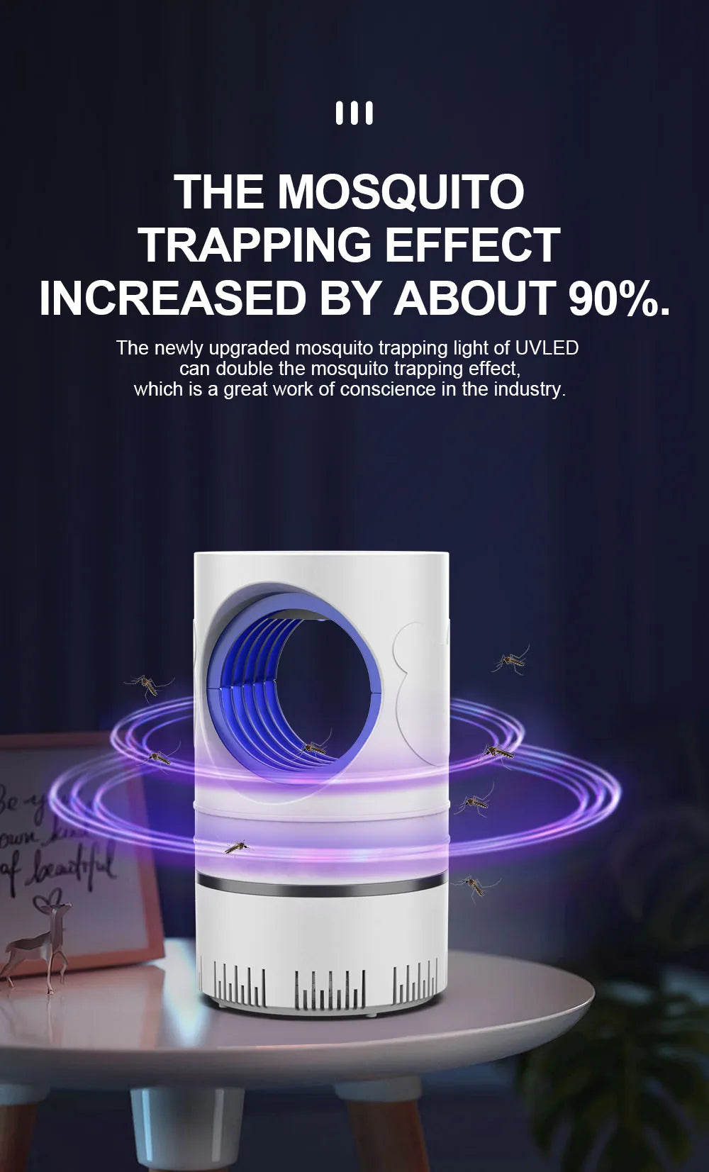 1 unidad de matamoscas eléctrico, trampa de luz LED, lámpara de Control de plagas pequeñas con fuente de alimentación USB y adaptador