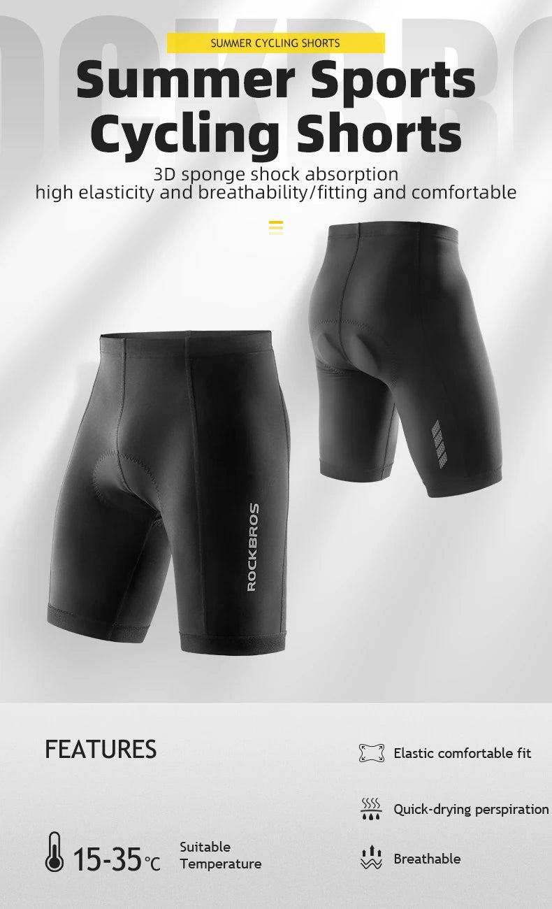 ROCKBROS pantalones cortos de ciclismo de verano, pantalones cortos de bicicleta con almohadilla de esponja a prueba de golpes, pantalones cortos transpirables para bicicleta, mallas, pantalones deportivos para bicicleta de m