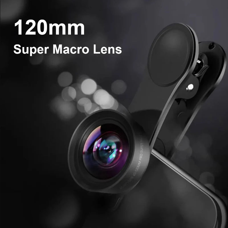 MARTVSEN Lente macro de 120 mm, lente fotográfica de cámara con clip universal súper macro profesional 5K HD 10x para iPhone Samsung Android