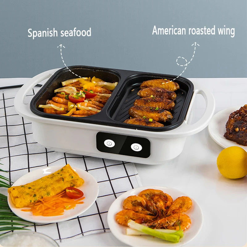Olla y plancha Shabu antiadherente 2 en 1, ollas múltiples para barbacoa, olla Shabu Shabu con parrilla, filetes, Ramen y fideos, olla de Cocina eléctrica