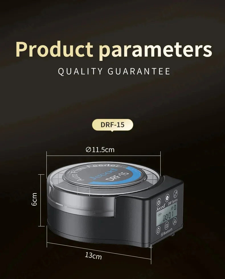 Jebao DRF-comedero automático inteligente para peces de acuario, con sincronización Digital, Control BT, alimentación, pecera pequeña, dispensador de alimentos inteligente