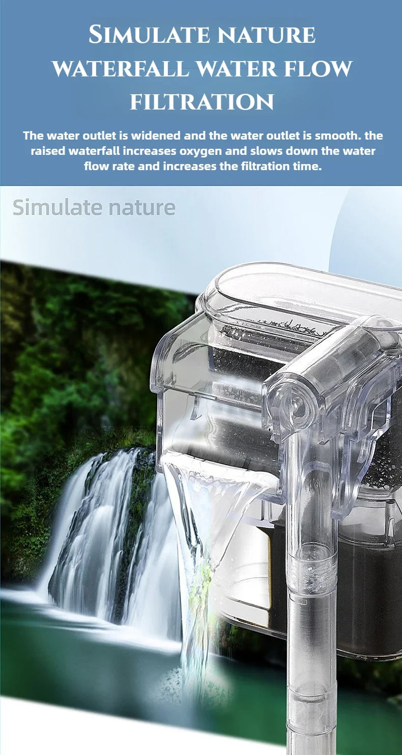 Filtro de Acuario Colgante, Mini Cascada, Bomba USB, Accesorios para Acuario, Filtro de Esponja para Limpieza y Circulación de Peceras Pequeñas