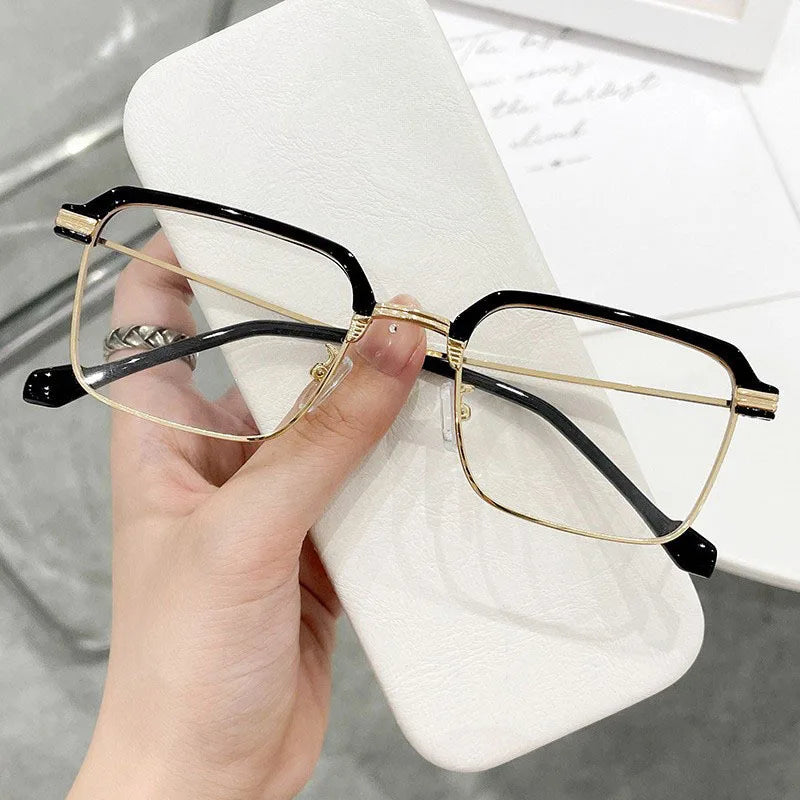 Gafas de lectura cuadradas a la moda para hombres y mujeres, gafas para presbicia con marco de Metal antiluz azul, gafas antifatiga para ordenador de 0 a + 4,0