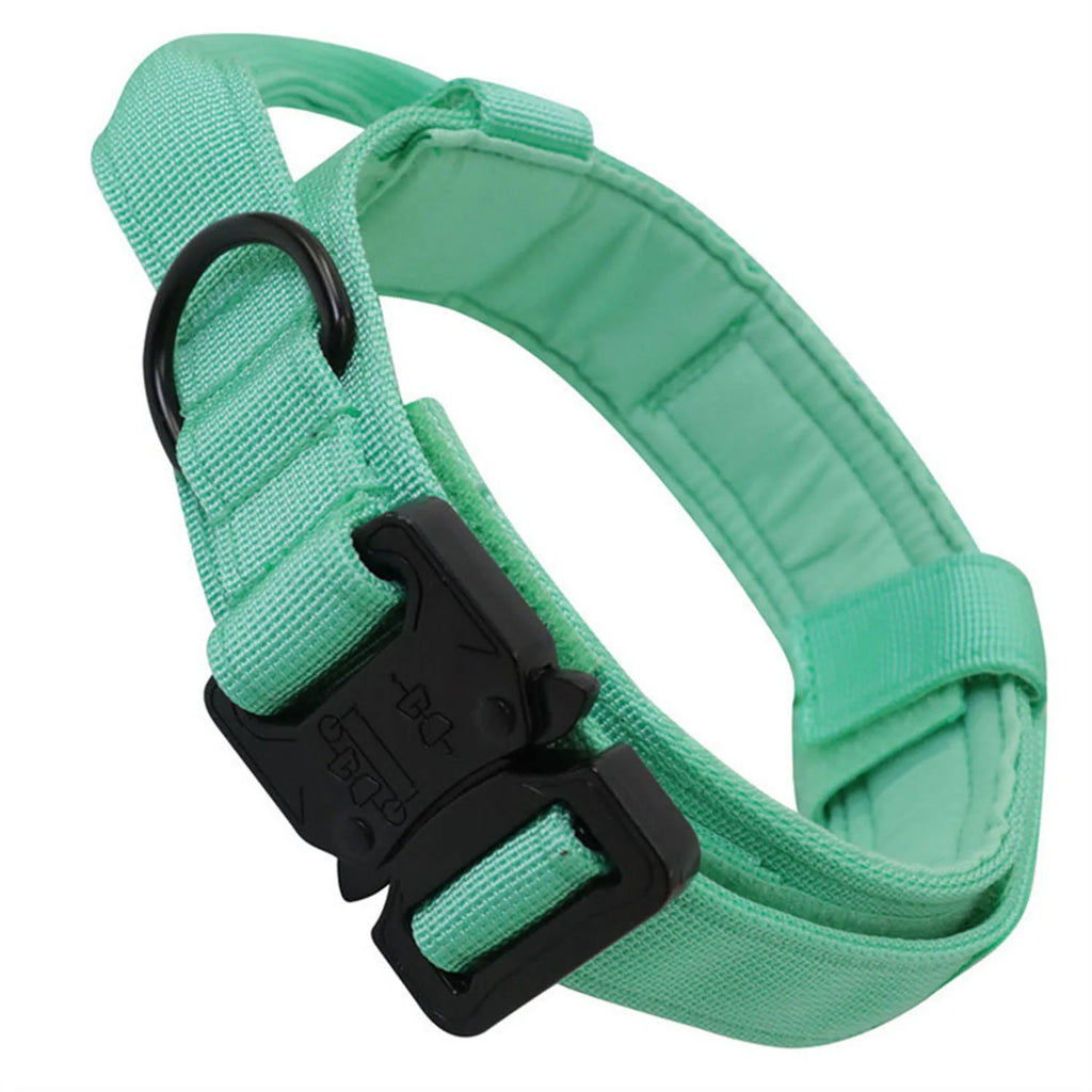 Collar táctico reflectante, collar de nailon ajustable para entrenamiento militar, collar para perro con asa, collar para perro de liberación rápida