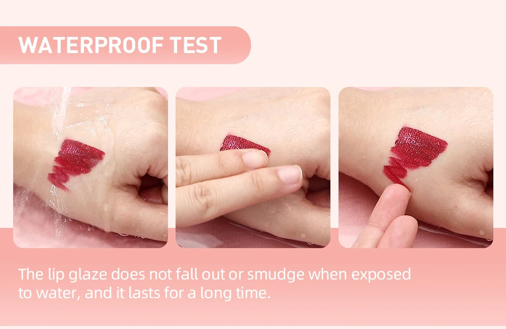 QIBEST-brillo de labios resistente al agua con brillo de diamante, lápiz labial líquido mate, esmalte de labios de perla brillante, tinte labial de larga duración, maquillaje para mujer