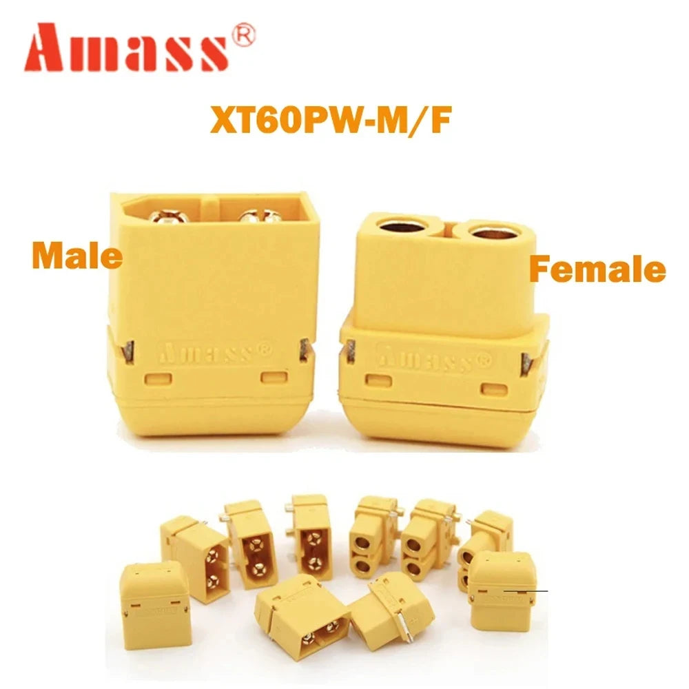 10 pares de conectores Amass XT60 XT60PW tipo banana dorados, macho y hembra, para baterías Lipo RC y placas PCB