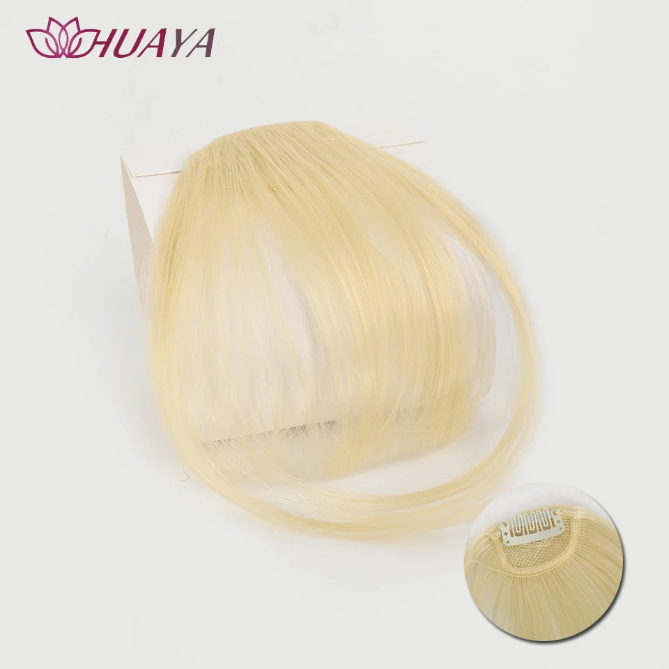 HUAYA-flequillo de aire sintético para mujer, pelo falso corto Natural, Invisible, sin costuras, extensiones de cabello frontal