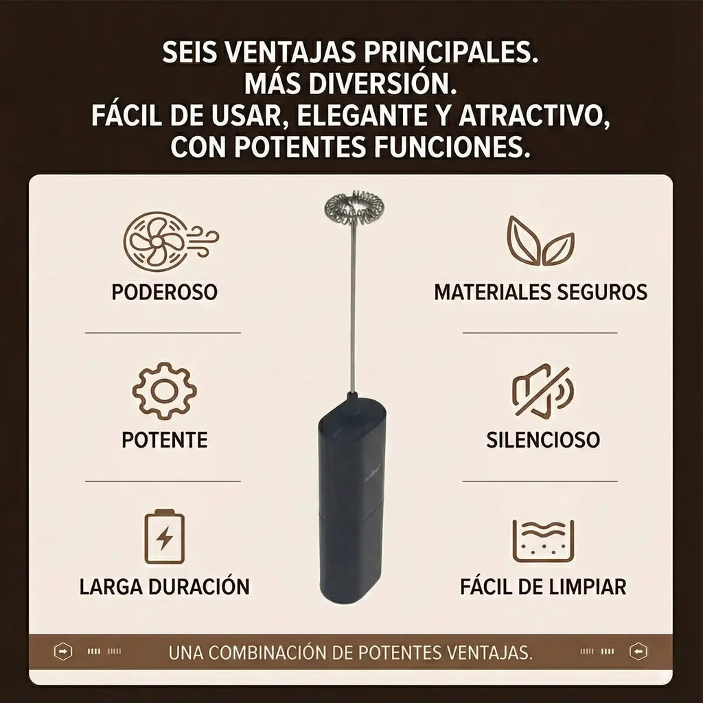 Espumador de leche eléctrico de 9500 rpm, mini batidor de huevos, espumador de café, mezclador portátil para cappuccino