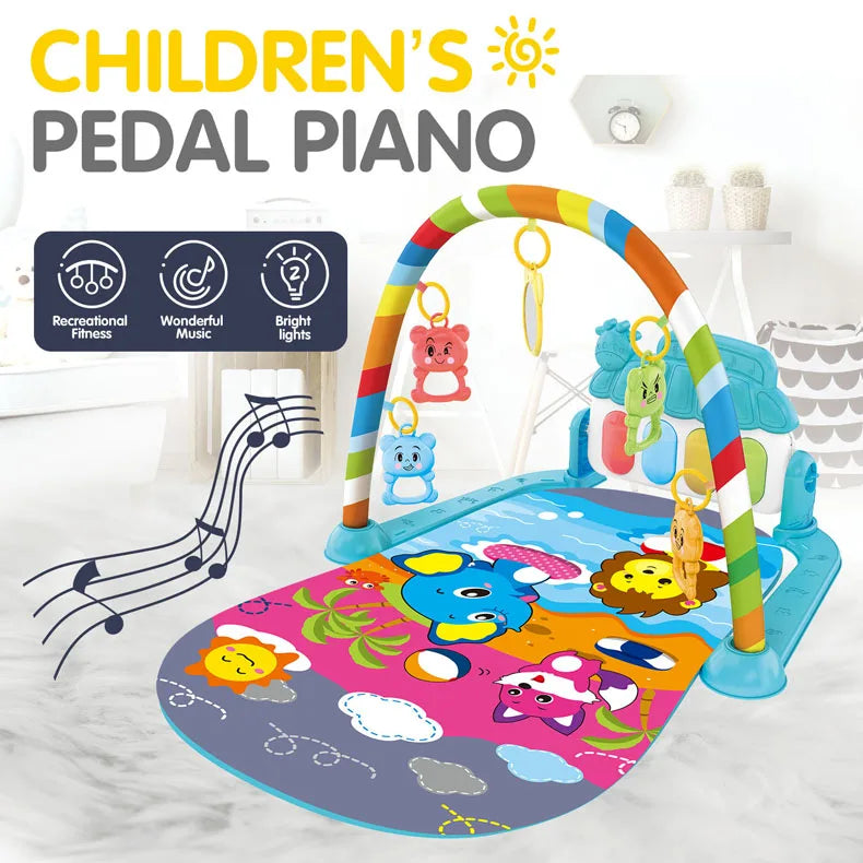Alfombra de gimnasio para actividades musicales para bebé, alfombra para recién nacido, Pedal, teclado de Piano, estante de Fitness infantil, tapete para gatear, juguetes de regalo