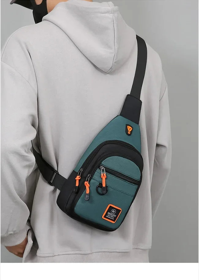Riñoneras informales con estilo para hombre, bolso de pecho para hombre, bolso de pecho a la moda, bolso de hombro tipo bandolera de tela Oxford ligero