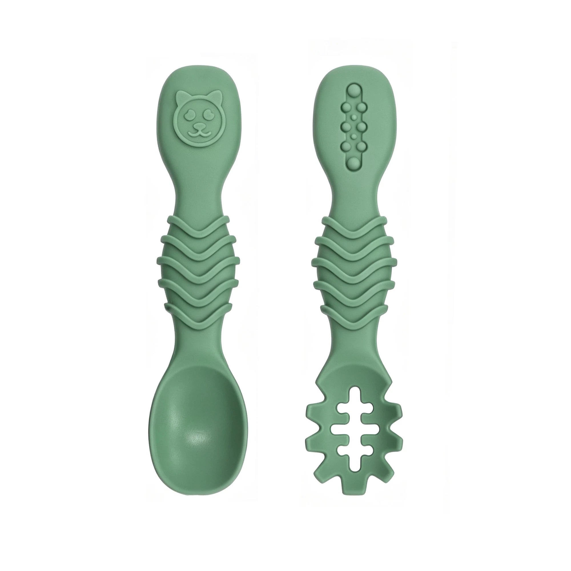 Juego de cucharas de silicona para bebé, 2 uds., diseño minimalista y elegante, accesorio para alimentar al bebé, lavable en lavavajillas, regalo ideal para bebé