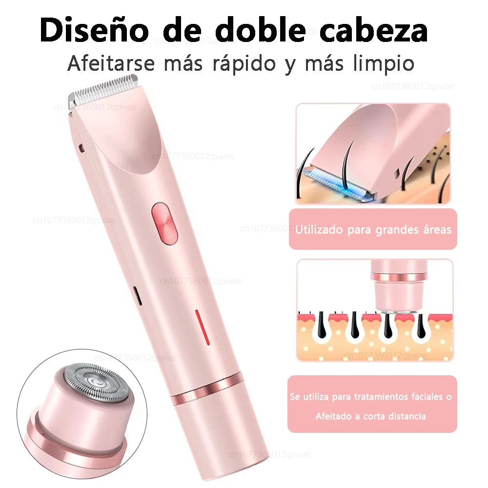 Afeitadora eléctrica para mujer, maquinilla de afeitar eléctrica 2 en 1 para mujer, piernas, axilas, cara, pelos pubianos, maquinilla de afeitar recargable, recortadora de pelo corporal
