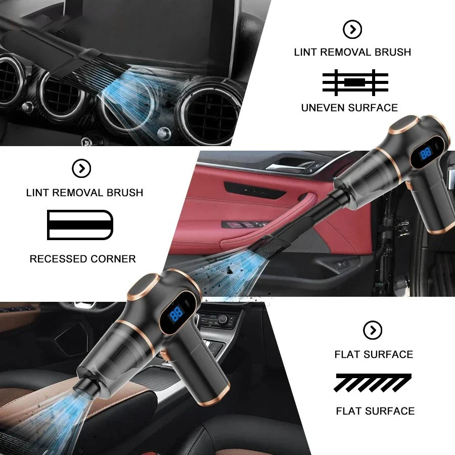 Aspiradora inalámbrica TINSOL de doble uso para el hogar y el coche, electrodoméstico de alta potencia con pantalla, limpiador de alfombras, sofás y coches