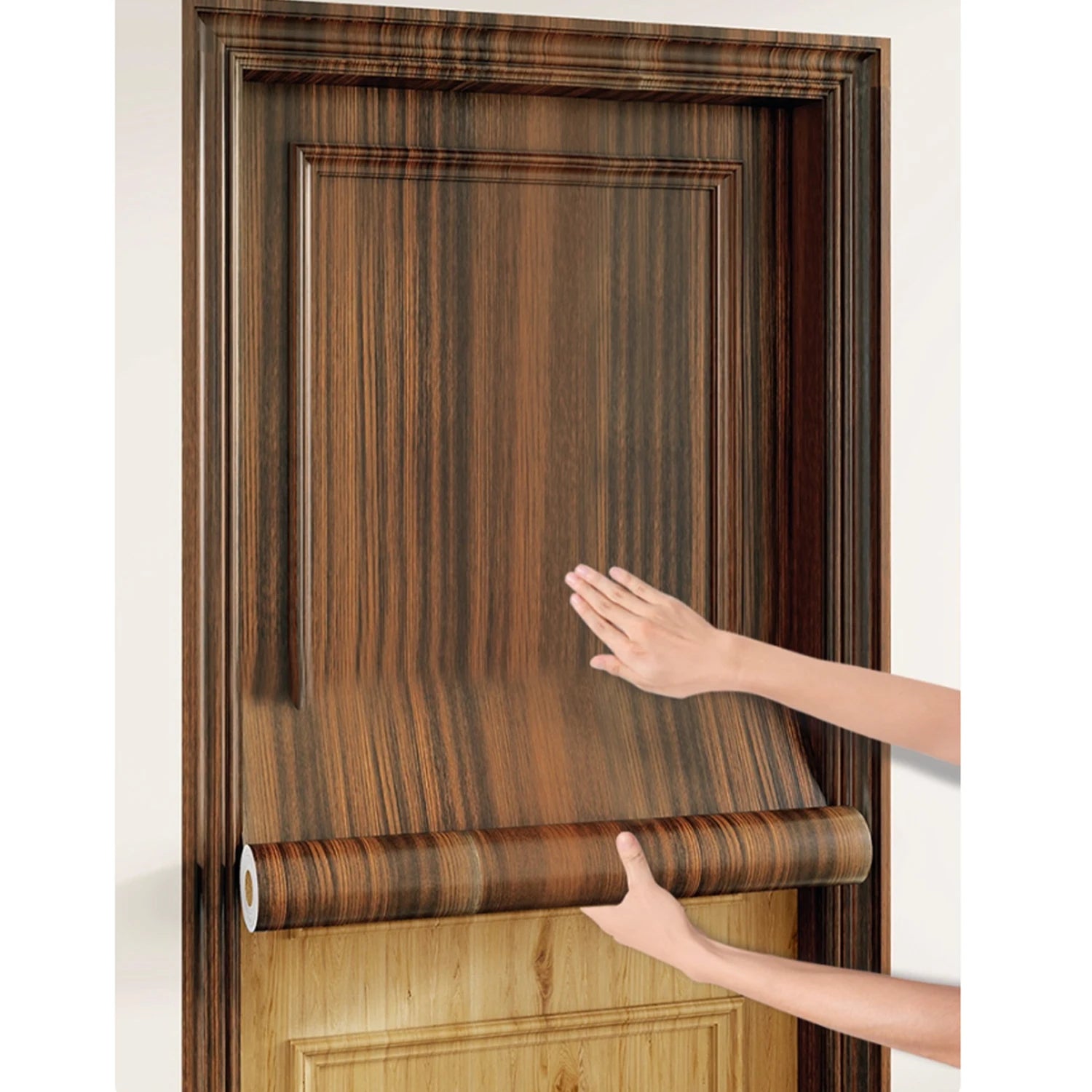 Rollo de papel tapiz adhesivo con 5 metros, pegatina impermeable de grano de madera, armario, puerta de escritorio, pegatinas de renovación de muebles
