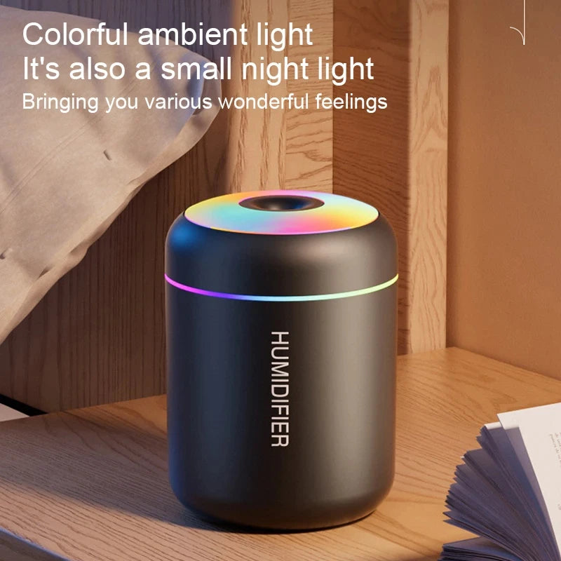 HOMEFISHMini-humidificador de aire, difusor de Aroma Usb, purificador de aceites esenciales, pulverizador de niebla fría, humidificador de escritorio LED para dormitorio y hogar