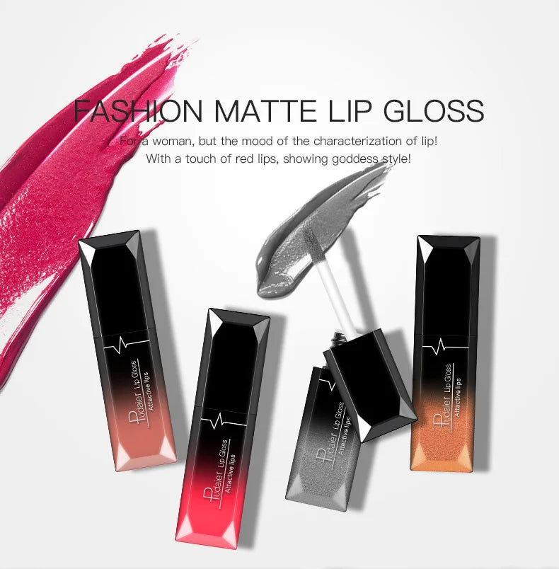 Lápiz labial líquido mate resistente al agua brillo de labios de larga duración tinte Sexy rojo desnudo púrpura lápices labiales metálicos cosméticos de maquillaje