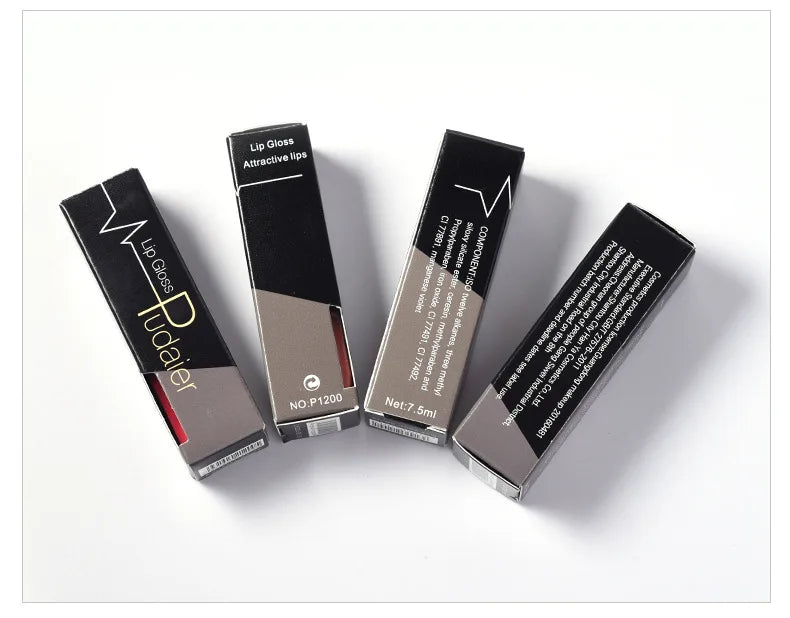 Lápiz labial líquido mate resistente al agua brillo de labios de larga duración tinte Sexy rojo desnudo púrpura lápices labiales metálicos cosméticos de maquillaje