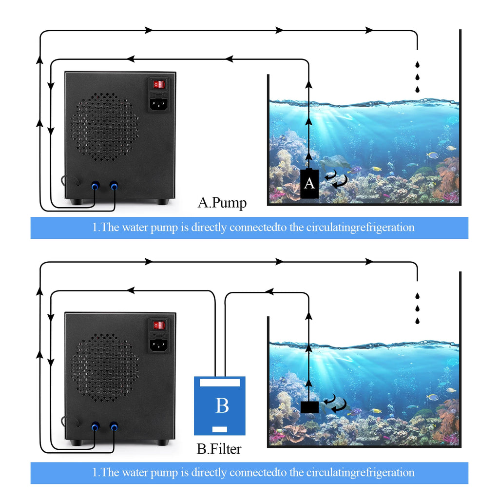 Enfriador de Agua para Acuario de 60L, Calentador para Pecera de 10-40 cm ℃   Sistema de Temperatura Constante con Bomba para Cría Acuática