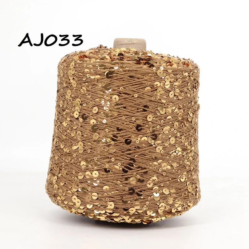 Cooamuu-Hilo de lentejuelas de algodón de lujo, hilo para tejer a mano, 500G/bobina, 3MM + 6MM, accesorios de lentejuelas