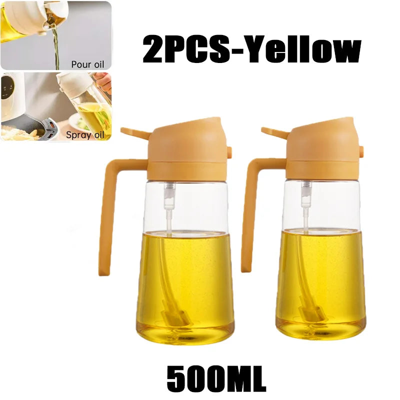 Botella pulverizadora de aceite en aerosol de plástico 2 en 1, 500ml, dispensador de aceite en aerosol, tarro de aceite, vinagrera, barbacoa, cocina, hornear, asar, Picnic, herramienta de cocina