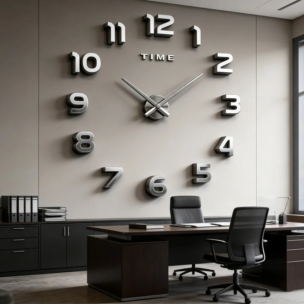 Reloj de pared con espejo acrílico de Número Romano grande 2D/3D, pegatina de moda DIY, relojes de cuarzo, reloj, decoración del hogar, pegatinas para el salón