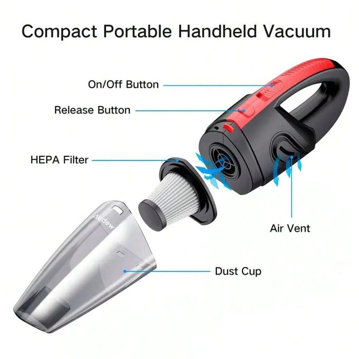 Aspiradora portátil con carga rápida en el vehículo, aspiradora inalámbrica portátil para el cabello de mascotas con fuerte atracción recargable