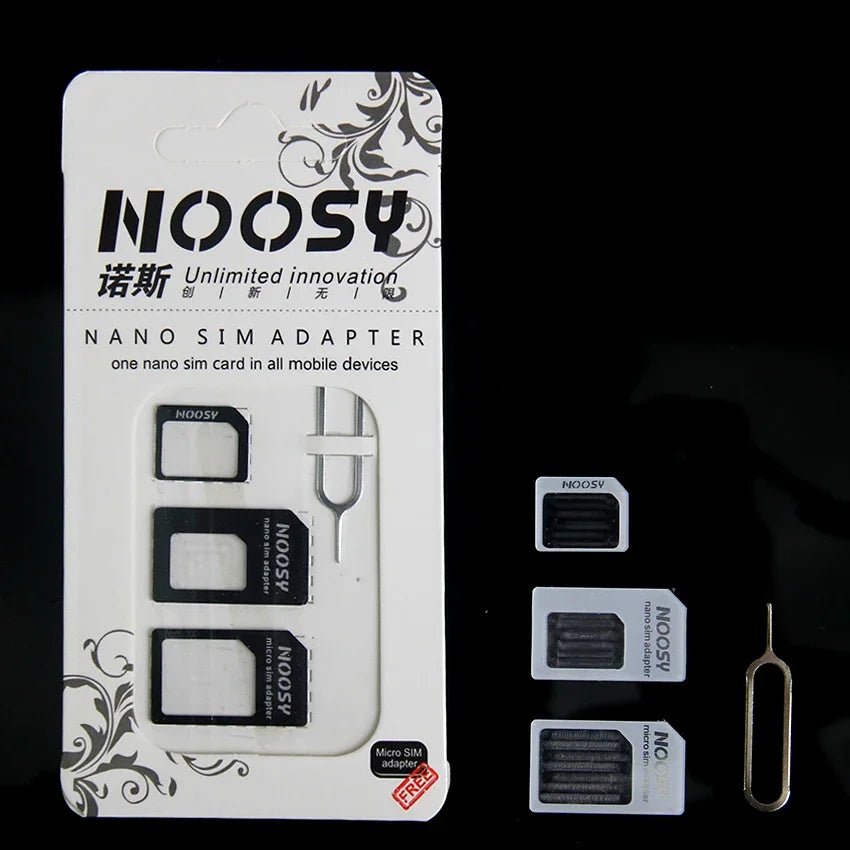 Kit Adaptador de Tarjeta SIM Micro Nano 4 en 1 con Aguja Expulsora para iPhone, Huawei, Samsung y Teléfonos Móviles Inteligentes