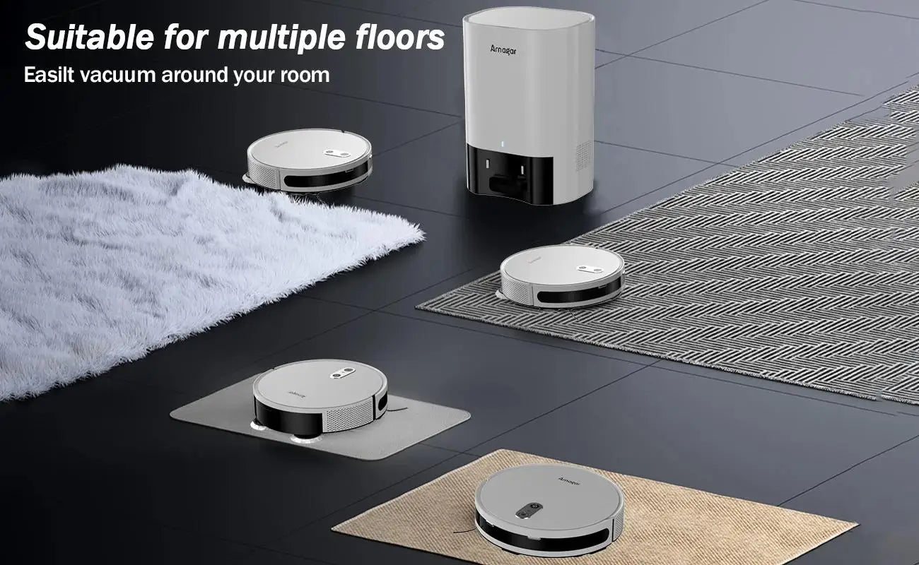 Robot Aspirador Arnagar S10 con Autovaciado, Recolección de Polvo, Función de Fregado, 12000Pa, 5200mAh, Bajo Ruido, Control por APP para Limpieza del Hogar