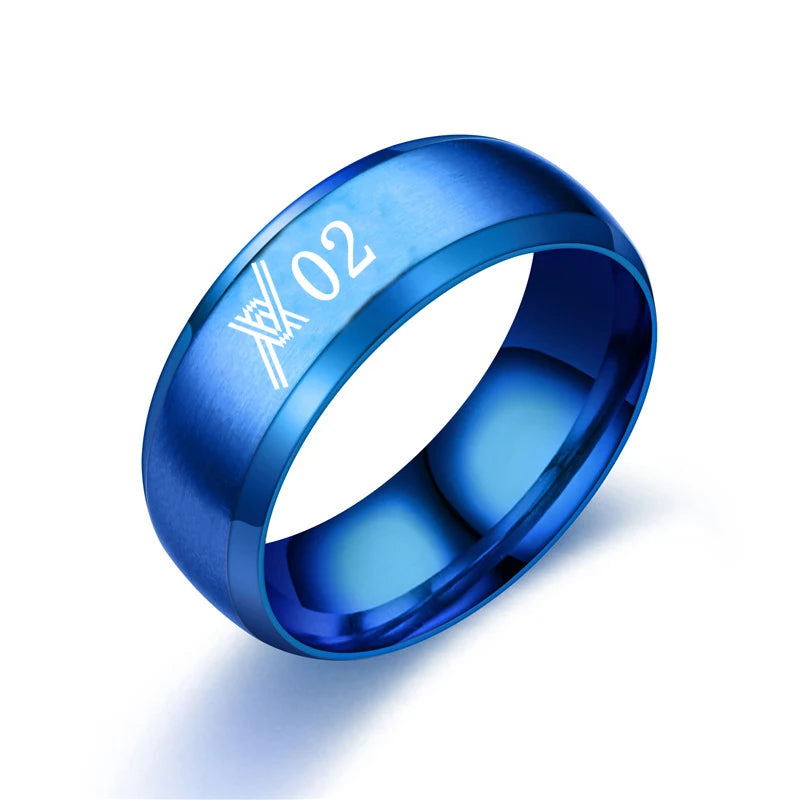 Anillo de Acero Inoxidable con Grabado de Anime Darling in the Franxx, Personalizado para Hombres y Mujeres, Unisex, Regalo de Joyería